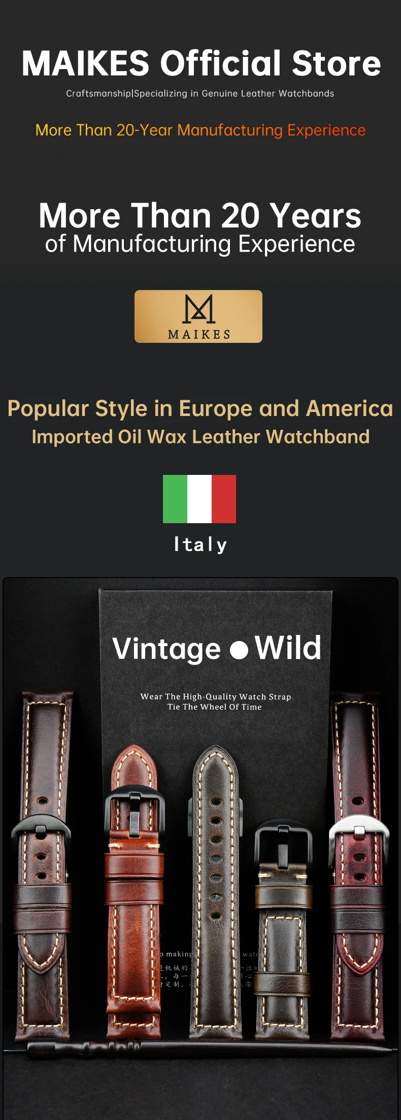 Luxury Italian Full Grain Leather Watch Band Men's Vintage Watch Strap With Butterfly Buckle Smart Watchband For Panerai