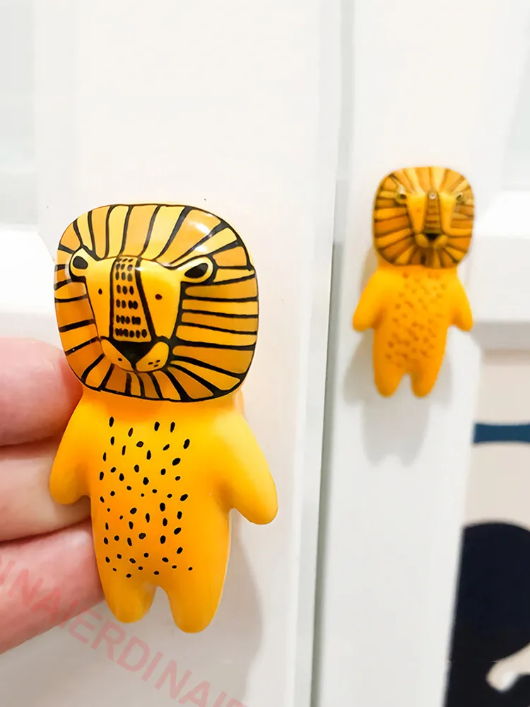 NAIERDI Cartoon Furniture Handles Animal Drawer Knob Ceramic Cabinet Handles and Drawer Pulls Lion Panda Fox Children Room