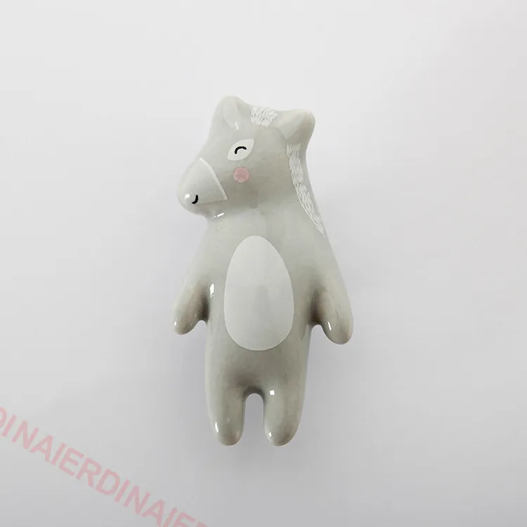 NAIERDI Cartoon Furniture Handles Animal Drawer Knob Ceramic Cabinet Handles and Drawer Pulls Lion Panda Fox Children Room