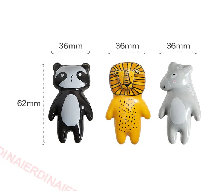 NAIERDI Cartoon Furniture Handles Animal Drawer Knob Ceramic Cabinet Handles and Drawer Pulls Lion Panda Fox Children Room