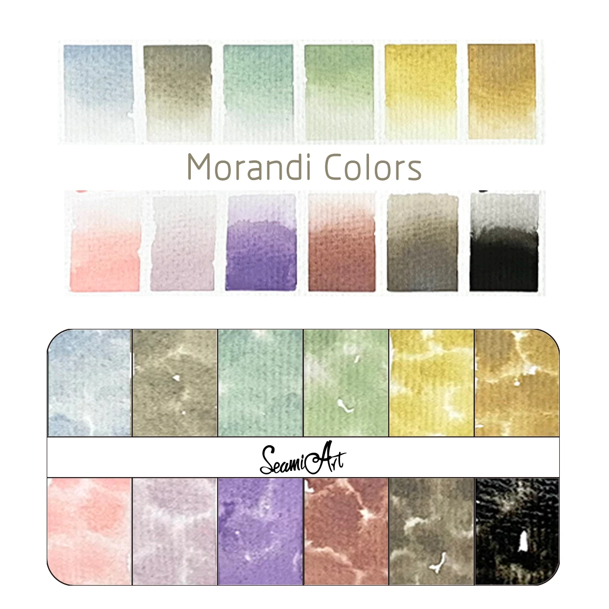 SeamiArt 12Color Tin Box Solid Watercolor Morandi Color Water Color Paint for Cartoon & Portraits Painting Drawing Art Supplies