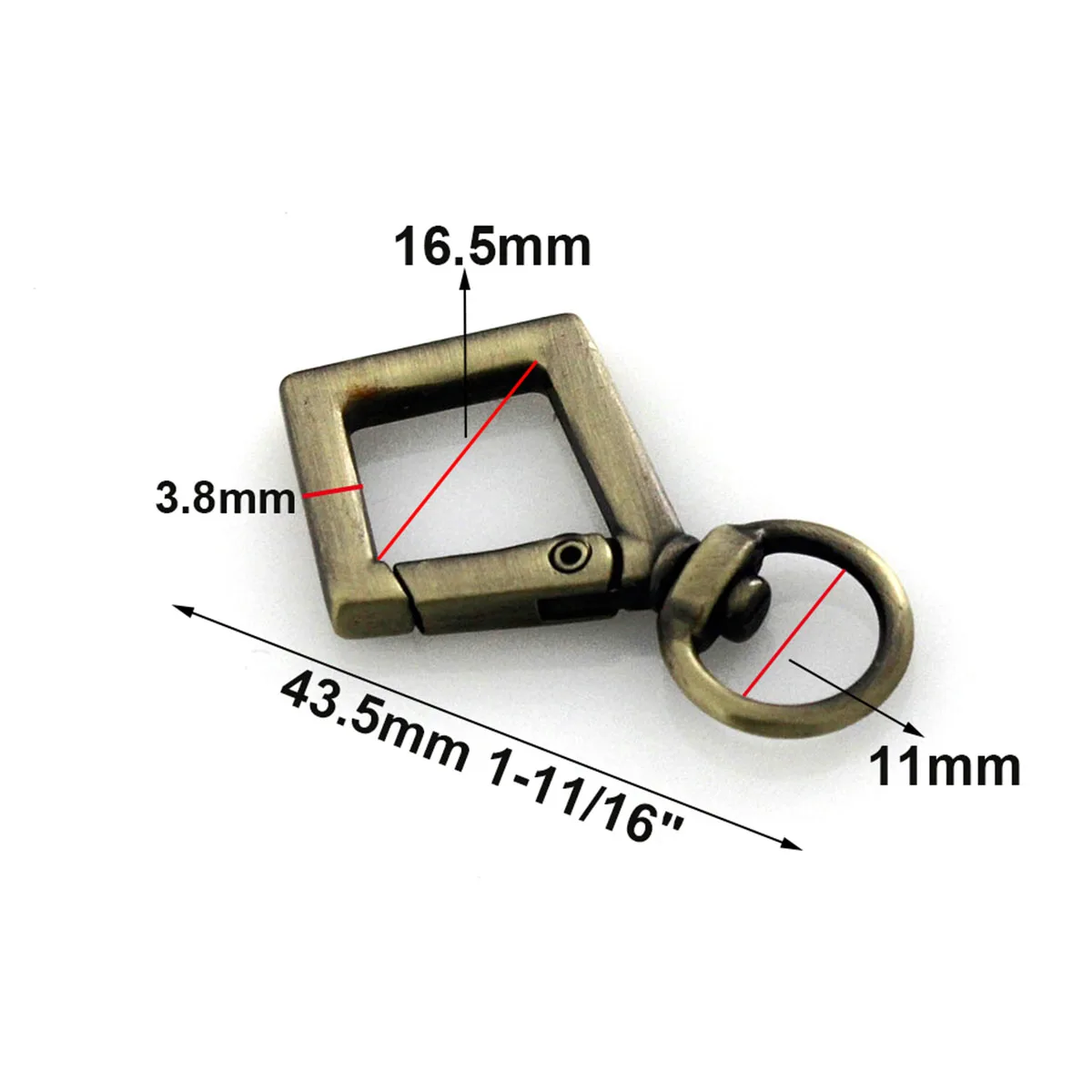 1pcs Metal Square Snap Hook Fashion Mini Clasps Clips for Webbing Leather Craft Bag Strap Belt Garment Luggage DIY Accessory