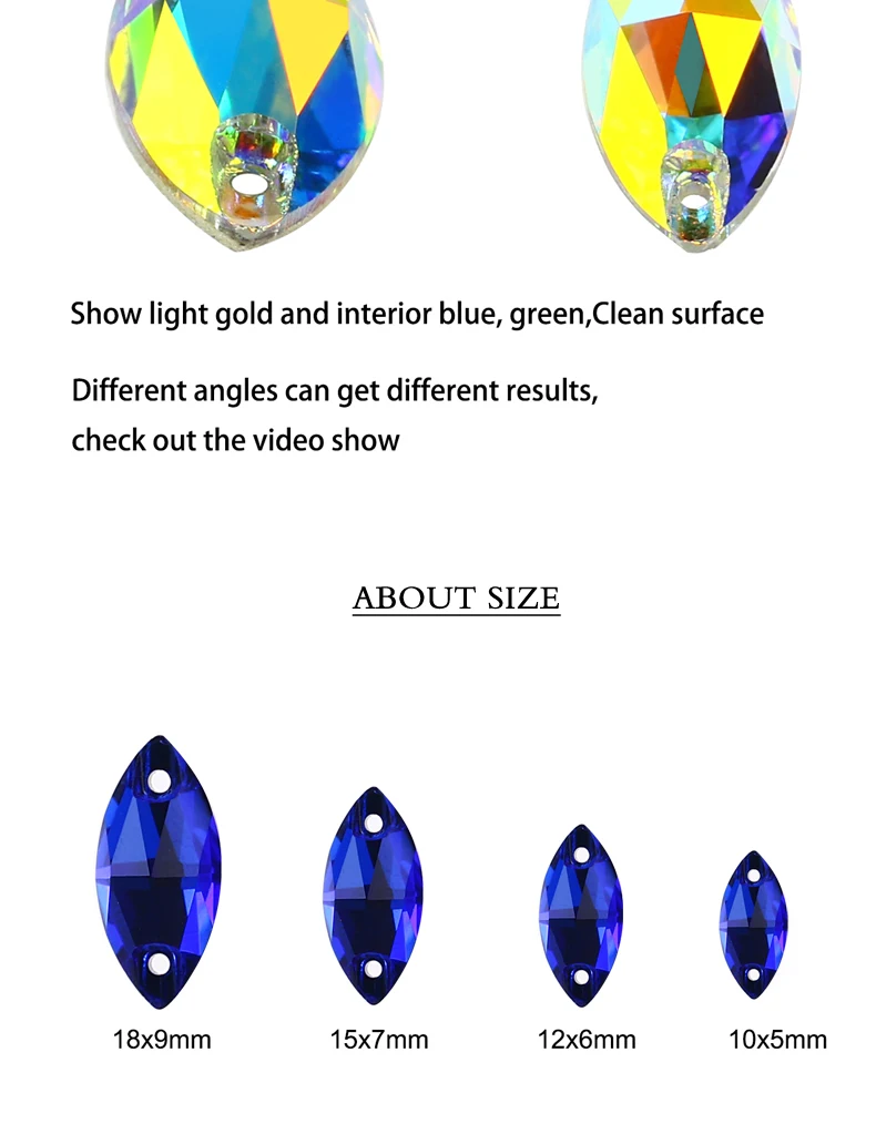 Horse Eye Glass Sew On Rhinestones Flatback Stones Colorful Diamond Sewing Rhinestones Loose Stones For Women Dress Clothes DIY