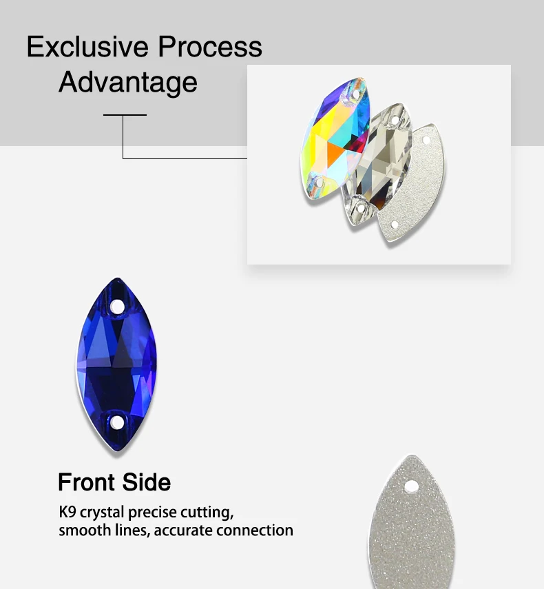 Horse Eye Glass Sew On Rhinestones Flatback Stones Colorful Diamond Sewing Rhinestones Loose Stones For Women Dress Clothes DIY