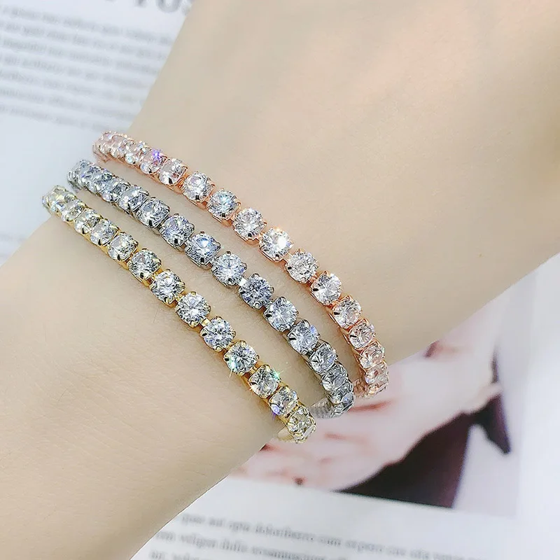 Tennis Chain Bracelets For Women White Gold Color Exquisite Cubic Zircon Charm Hand Jewelry Fashion Gift For Friends DWH027M