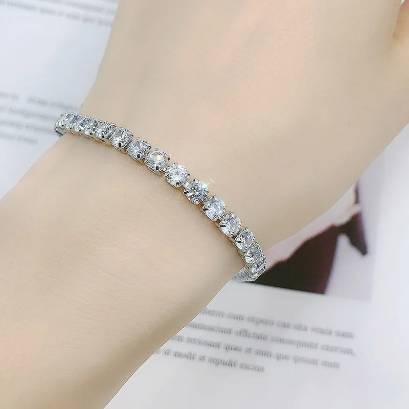Tennis Chain Bracelets For Women White Gold Color Exquisite Cubic Zircon Charm Hand Jewelry Fashion Gift For Friends DWH027M