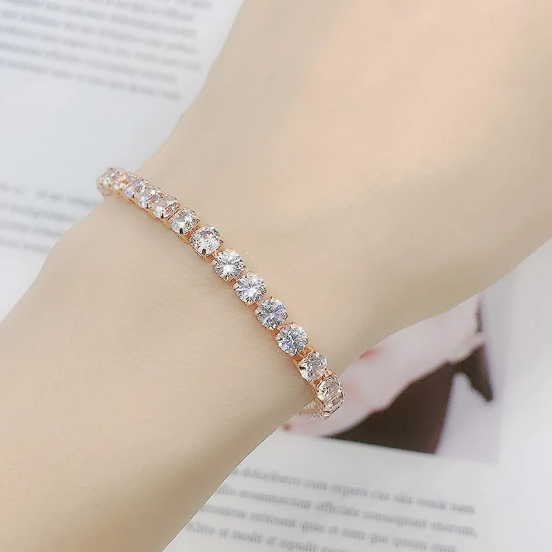 Tennis Chain Bracelets For Women White Gold Color Exquisite Cubic Zircon Charm Hand Jewelry Fashion Gift For Friends DWH027M