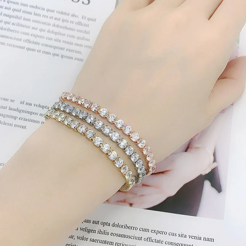 Tennis Chain Bracelets For Women White Gold Color Exquisite Cubic Zircon Charm Hand Jewelry Fashion Gift For Friends DWH027M