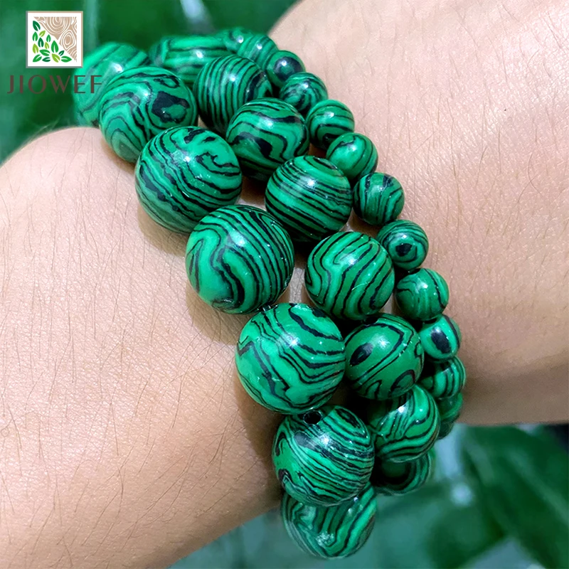 4/6/8/10/12mm Green Lace Malachite Round Beads DIY Bracelet Necklace Accessories Natural Stone for Jewelry Making 15" Strand