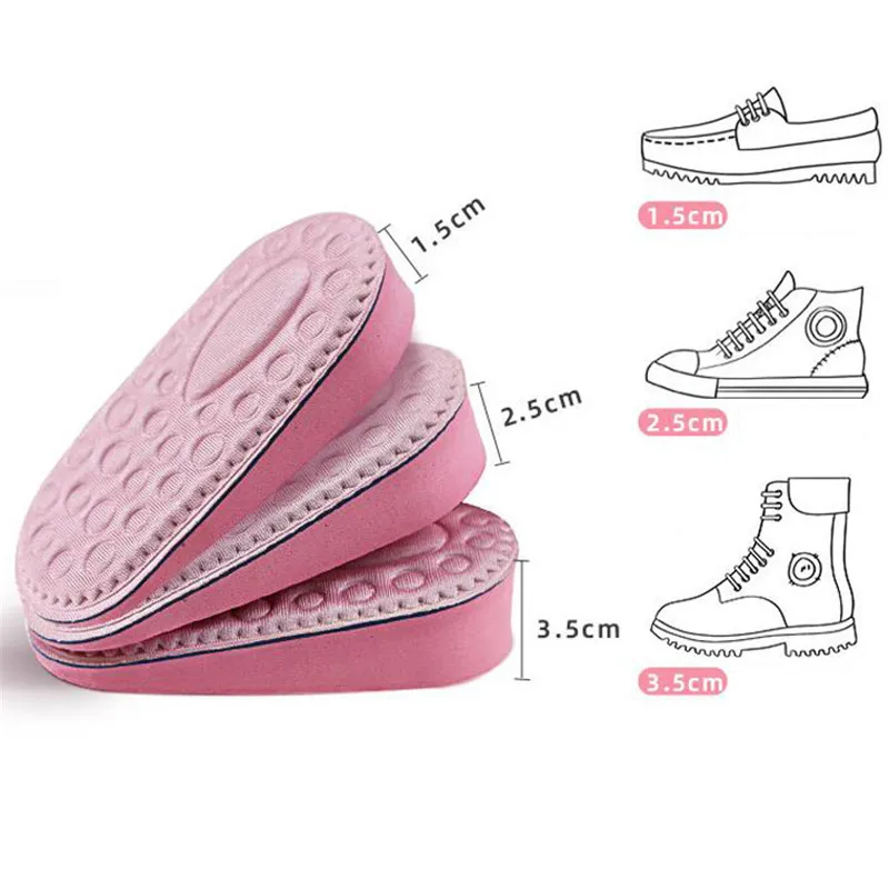 EVA Memory Foam Height Increased Insoles Heel Pad Invisible Shoe Inserts Heighten Increase Half Insole Foot Care Shoes Cushion