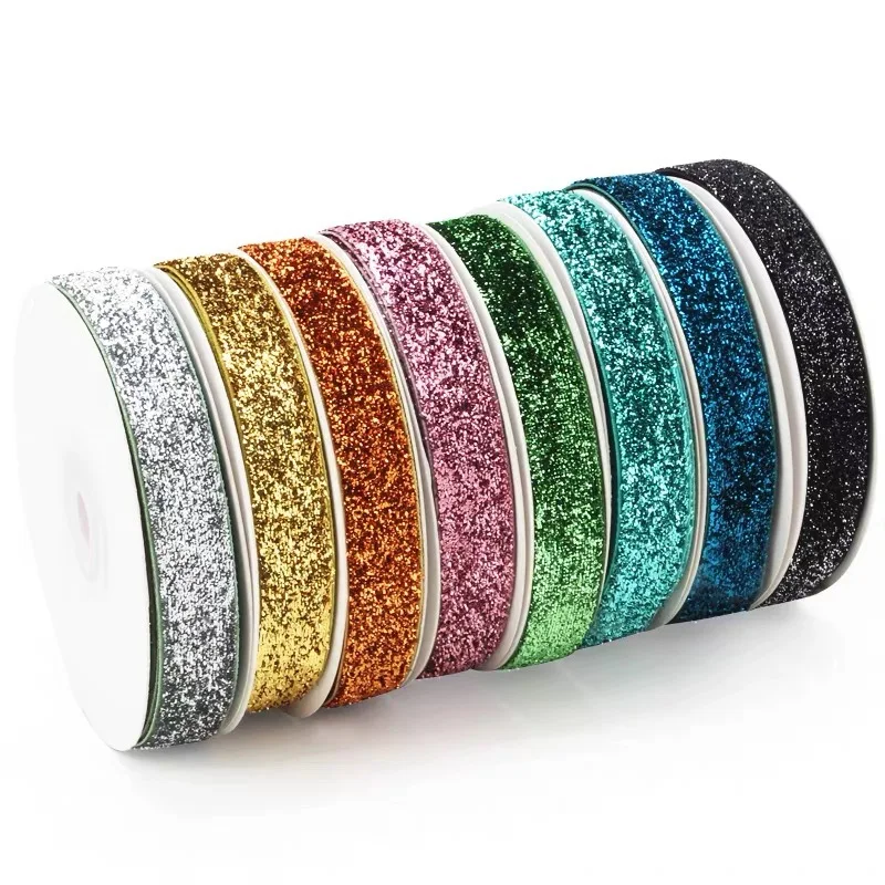 10Yards 10mm Multicolor Shimmer Velvet Ribbon Sparkle Glitter Ribbon for DIYCraft Hair Bow Wedding Decor Christmas Gift Wrapping