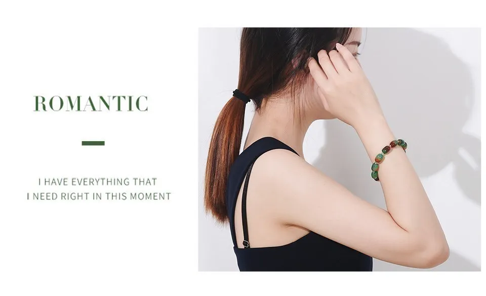 JD Natural Stone Colorful Green Peacock Agate Charm Bracelet Women Elegant Barrel Shape Healing Bangles Couples Jewelry Gift