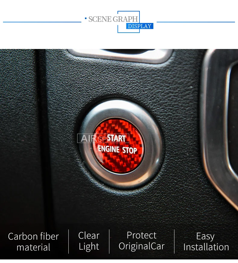 Real Hard Carbon Fiber for Land Rover Discovery 4 2009 2010 2011 2013 2014 2015 2016 2017-2019 Engine Start Stop Button Sticker