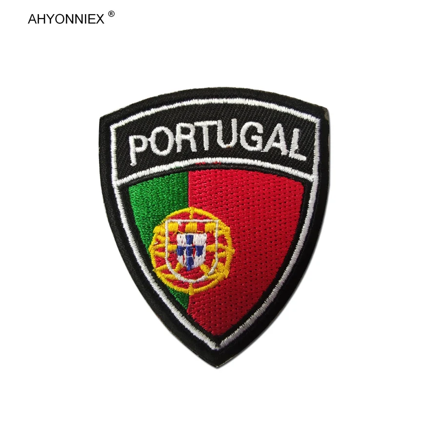 AHYONNIEX 1PC Country Flag Patch Shield Design Armband Backpack Stickers DIY Germany France Portugal England Special Personality