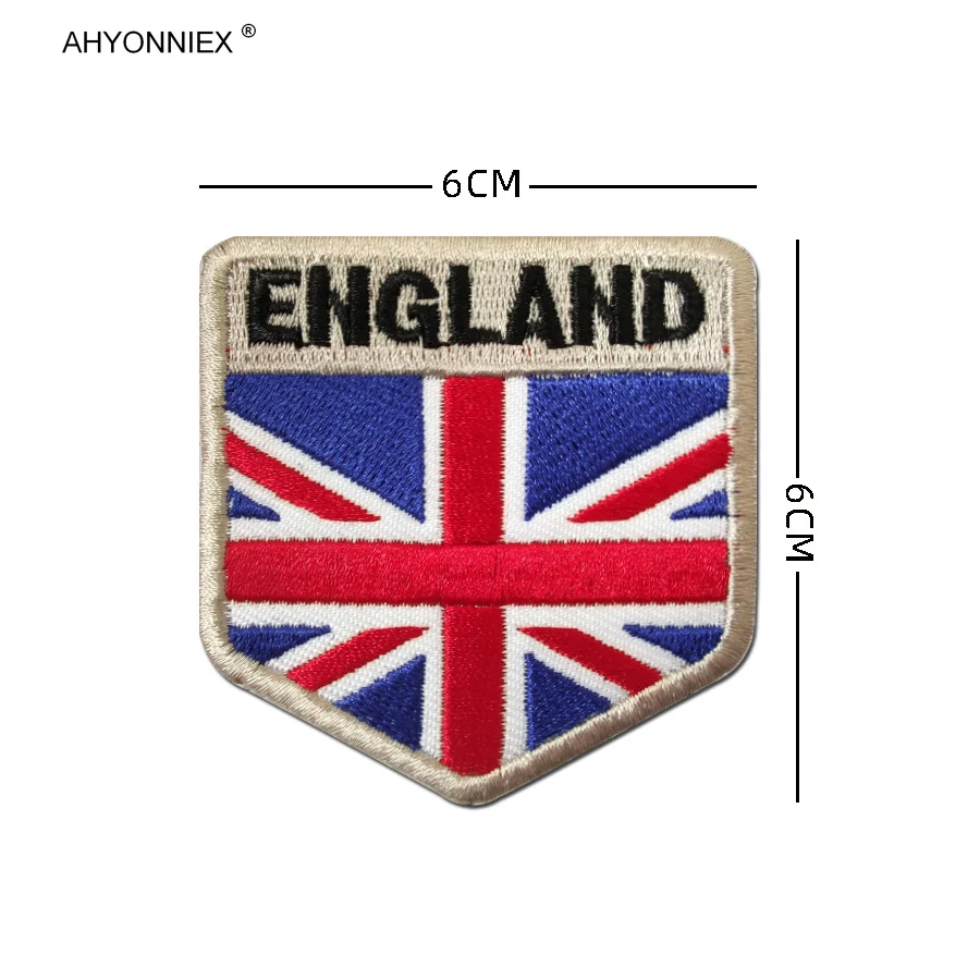 AHYONNIEX 1PC Country Flag Patch Shield Design Armband Backpack Stickers DIY Germany France Portugal England Special Personality