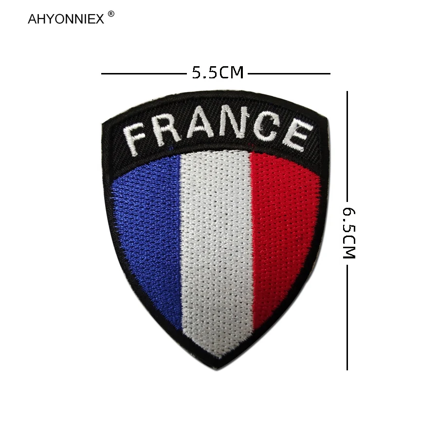 AHYONNIEX 1PC Country Flag Patch Shield Design Armband Backpack Stickers DIY Germany France Portugal England Special Personality