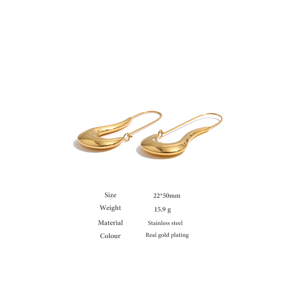 Yhpup 316L Stainless Steel Geometric Hoop Earrings Minimalist Metal 18 K Plated Earrings Waterproof Jewelry For Women Gift