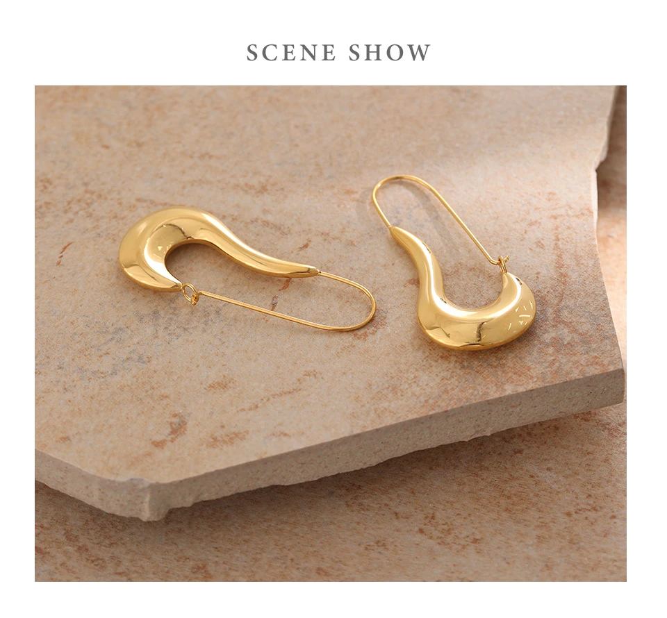 Yhpup 316L Stainless Steel Geometric Hoop Earrings Minimalist Metal 18 K Plated Earrings Waterproof Jewelry For Women Gift