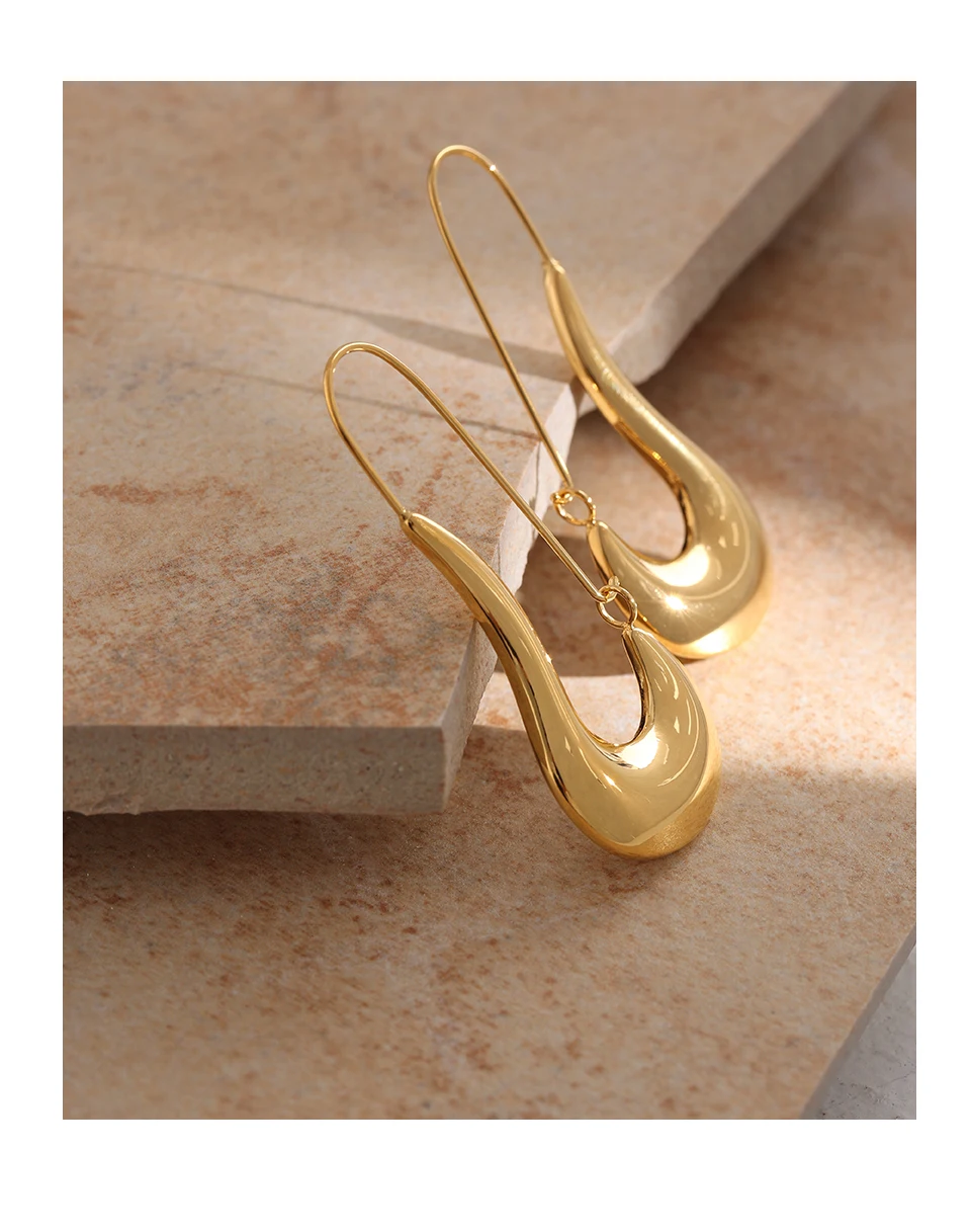 Yhpup 316L Stainless Steel Geometric Hoop Earrings Minimalist Metal 18 K Plated Earrings Waterproof Jewelry For Women Gift