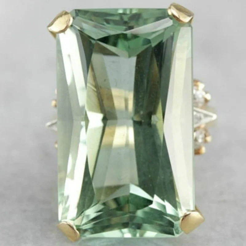Fashionable and Exquisite Green Diamond Wedding Wedding Princess Ring Love Diamond Ring Size 5-11