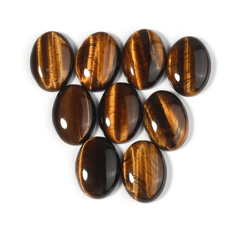 10pcs Natural Stone Oval Flatback 10x14/13x18/18x25mm Tiger's Eye Cabochon For DIY Jewelry Making Earring/Barcelet Accessories