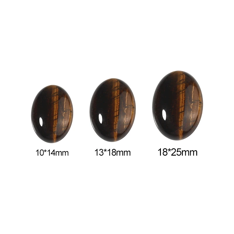 10pcs Natural Stone Oval Flatback 10x14/13x18/18x25mm Tiger's Eye Cabochon For DIY Jewelry Making Earring/Barcelet Accessories