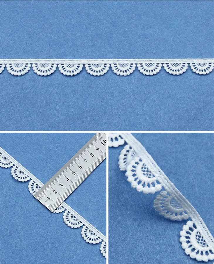 5yards White Cotton Embroidered Lace Trim Ribbons Fabric DIY Sewing Handmade Craft Materials Clothes Home Decoration