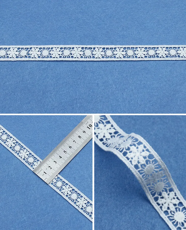 5yards White Cotton Embroidered Lace Trim Ribbons Fabric DIY Sewing Handmade Craft Materials Clothes Home Decoration