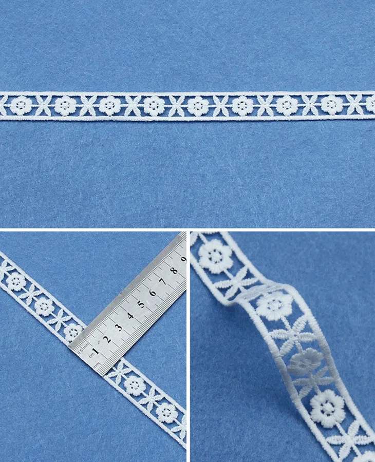 5yards White Cotton Embroidered Lace Trim Ribbons Fabric DIY Sewing Handmade Craft Materials Clothes Home Decoration