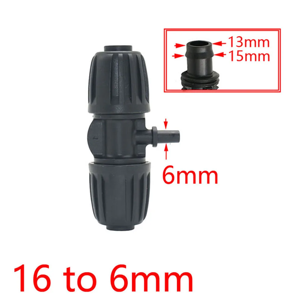 16mm PE Tubing Barb Connectors Tee Elbow End Plug Joints 1/2' X 3/8'' 1/4'' 1/8'' 6.0mm Pipe Reduced Coupling Tap Adapter