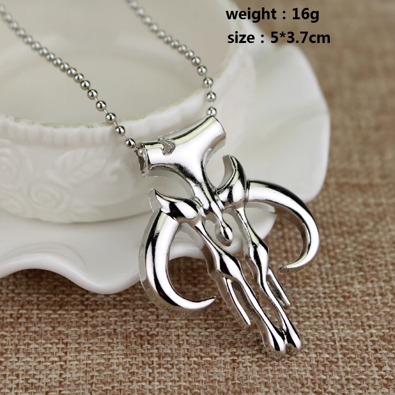 Mandalorian Symbol Necklace Boba Mythosaur Pendant Chain Bounty Hunter Skull Pendants Wars Punk Jewelry Men Gift