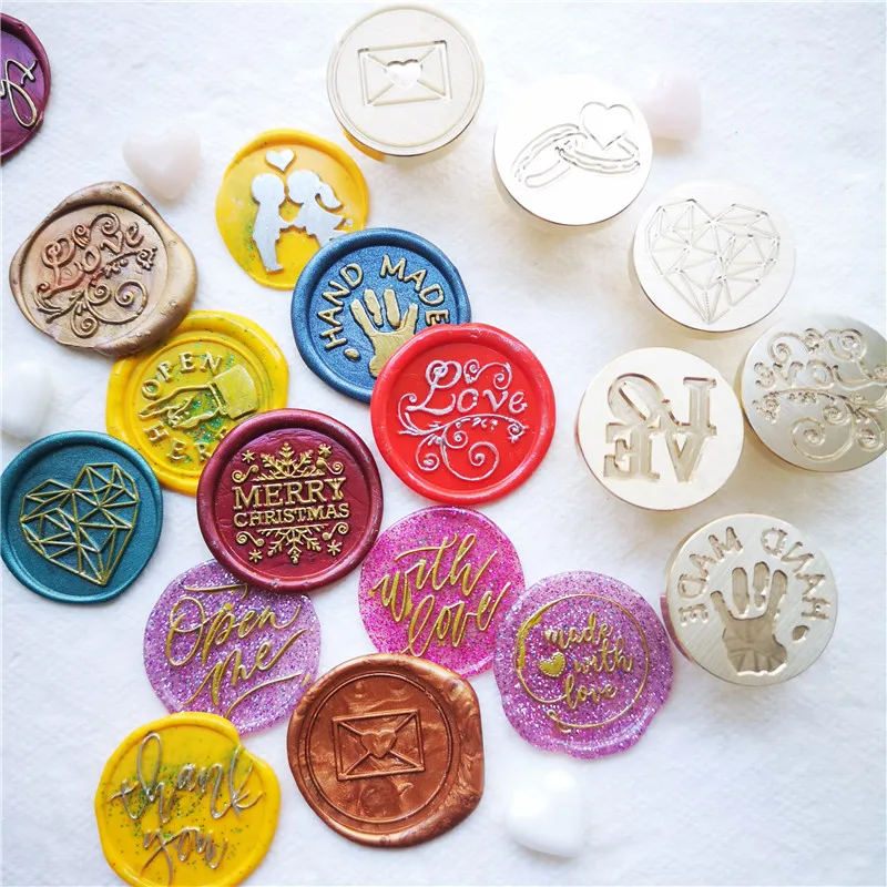 Greeting Stamp with Love Thank You Happy Birthday Christmas Handmade Wax Seal Stamp Retro Antique Sealing Wax Baby Friend Gifts