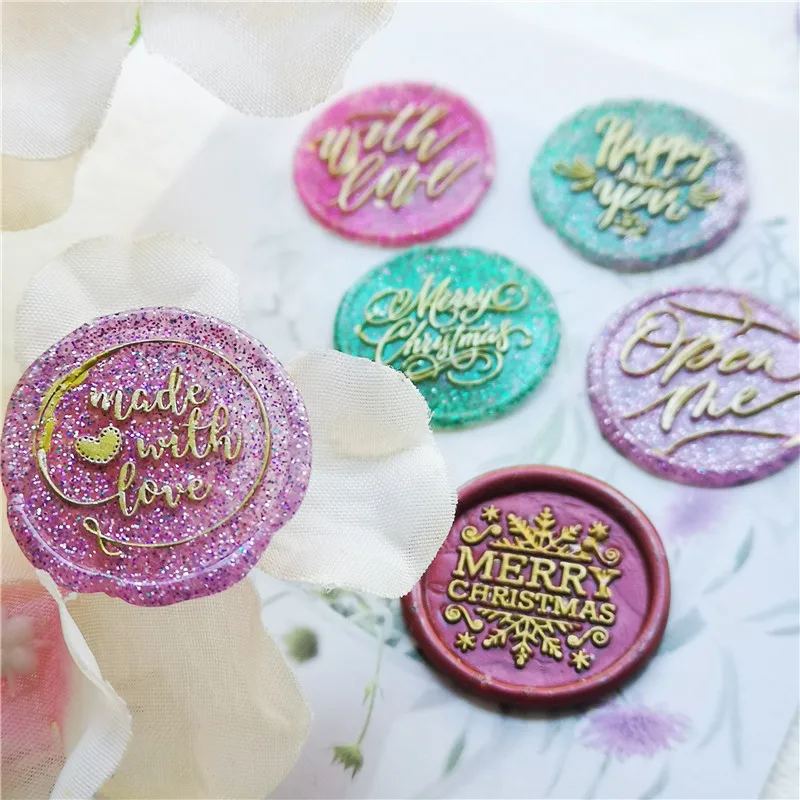 Greeting Stamp with Love Thank You Happy Birthday Christmas Handmade Wax Seal Stamp Retro Antique Sealing Wax Baby Friend Gifts