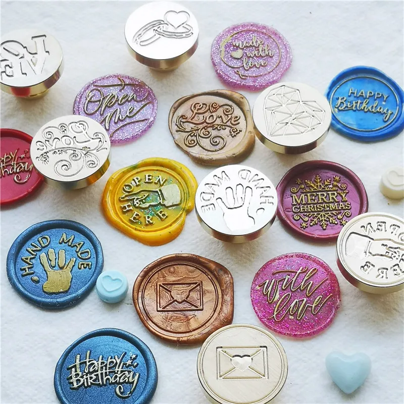 Greeting Stamp with Love Thank You Happy Birthday Christmas Handmade Wax Seal Stamp Retro Antique Sealing Wax Baby Friend Gifts
