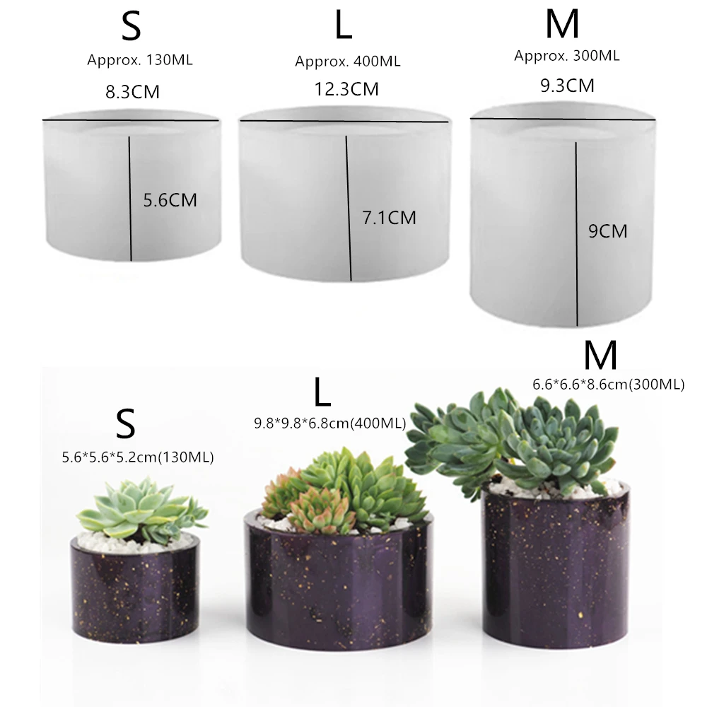 3 Sizes Round Cement Concrete Molds for Candle Cup Holder Silicone Mold DIY Handmade Flower Pot Clay Mould Wax Box Making Tool