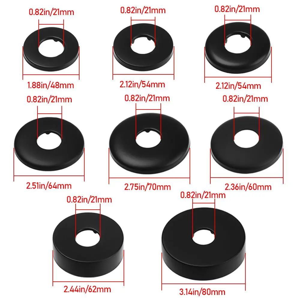 Black Shower Faucet Decorative Cover Chrome Finish Stainless Steel Wall Flange Water Pipe Wall Covers Bathroom Faucet Accessory