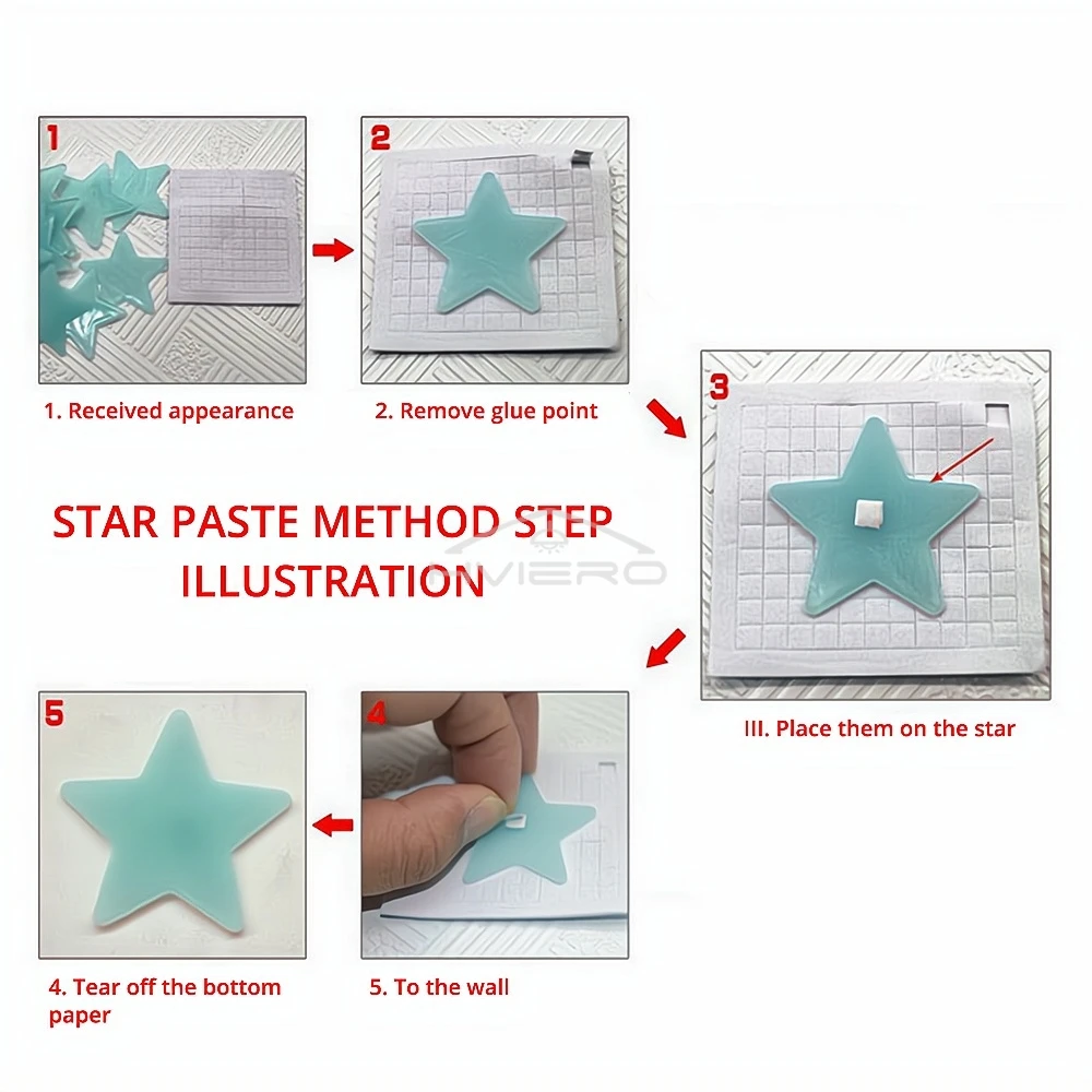 50X Glowing 3D Stars Glow in Dark on Wall Decoration Stickers Kids Baby Room Bedrooms Ceilings Home Fluorescent Pentagram Paper
