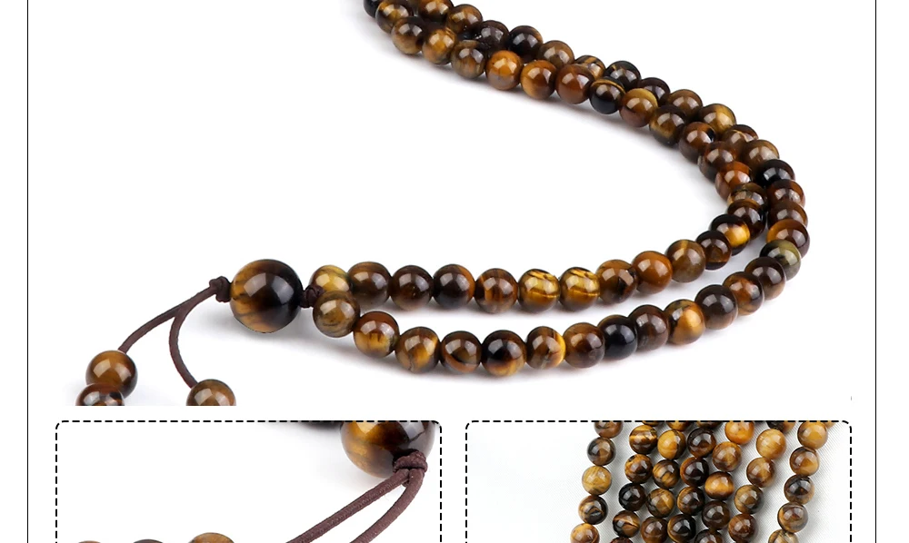 108 Wooden Beads Bracelet 6mm Natural Tiger Eye Stone Malachite Men Necklace Meditation Prayer Wrap Bangles Fashion Jewelry Gift