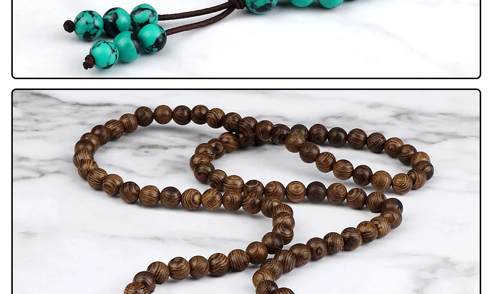 108 Wooden Beads Bracelet 6mm Natural Tiger Eye Stone Malachite Men Necklace Meditation Prayer Wrap Bangles Fashion Jewelry Gift