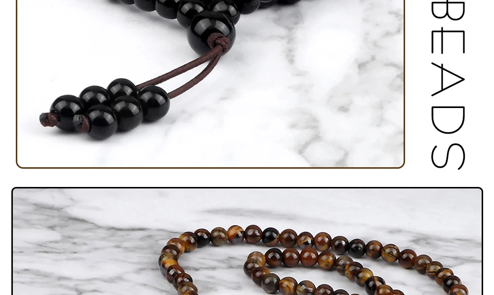 108 Wooden Beads Bracelet 6mm Natural Tiger Eye Stone Malachite Men Necklace Meditation Prayer Wrap Bangles Fashion Jewelry Gift
