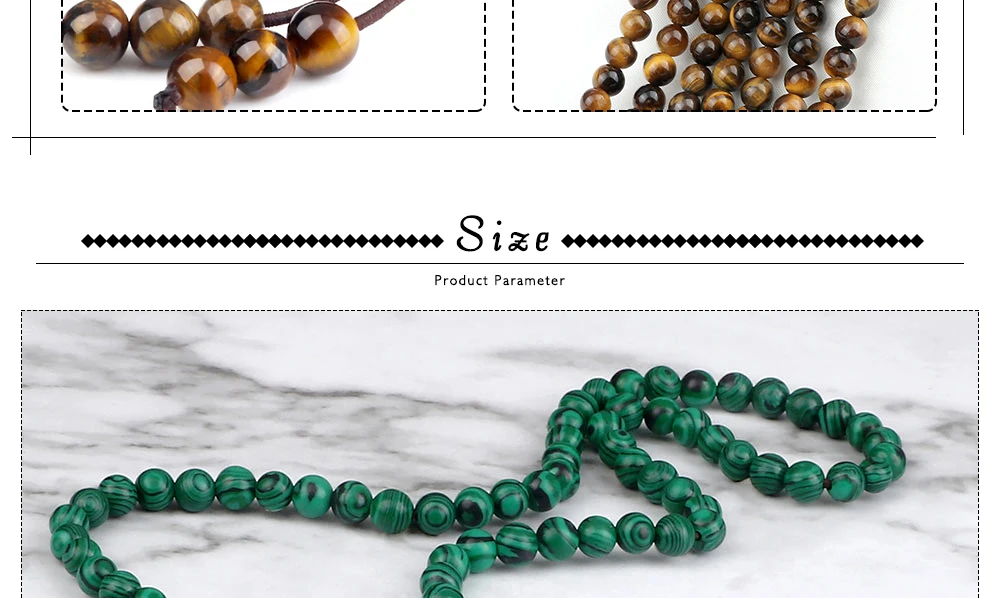 108 Wooden Beads Bracelet 6mm Natural Tiger Eye Stone Malachite Men Necklace Meditation Prayer Wrap Bangles Fashion Jewelry Gift