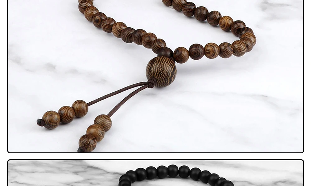 108 Wooden Beads Bracelet 6mm Natural Tiger Eye Stone Malachite Men Necklace Meditation Prayer Wrap Bangles Fashion Jewelry Gift
