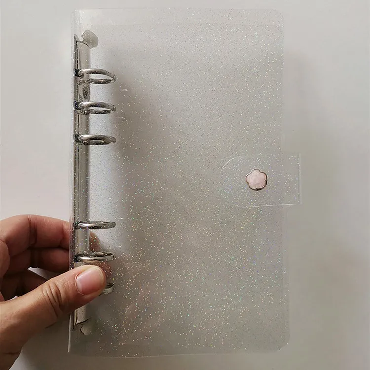 A5 A6 Glitter Transparent Notebook Loose Leaf Notebook Paper Planner Inner Page Ring Binder Stationery Gift Traveler Journal