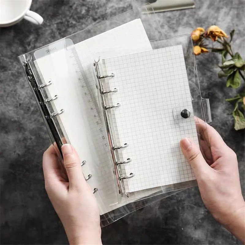 A5 A6 Glitter Transparent Notebook Loose Leaf Notebook Paper Planner Inner Page Ring Binder Stationery Gift Traveler Journal