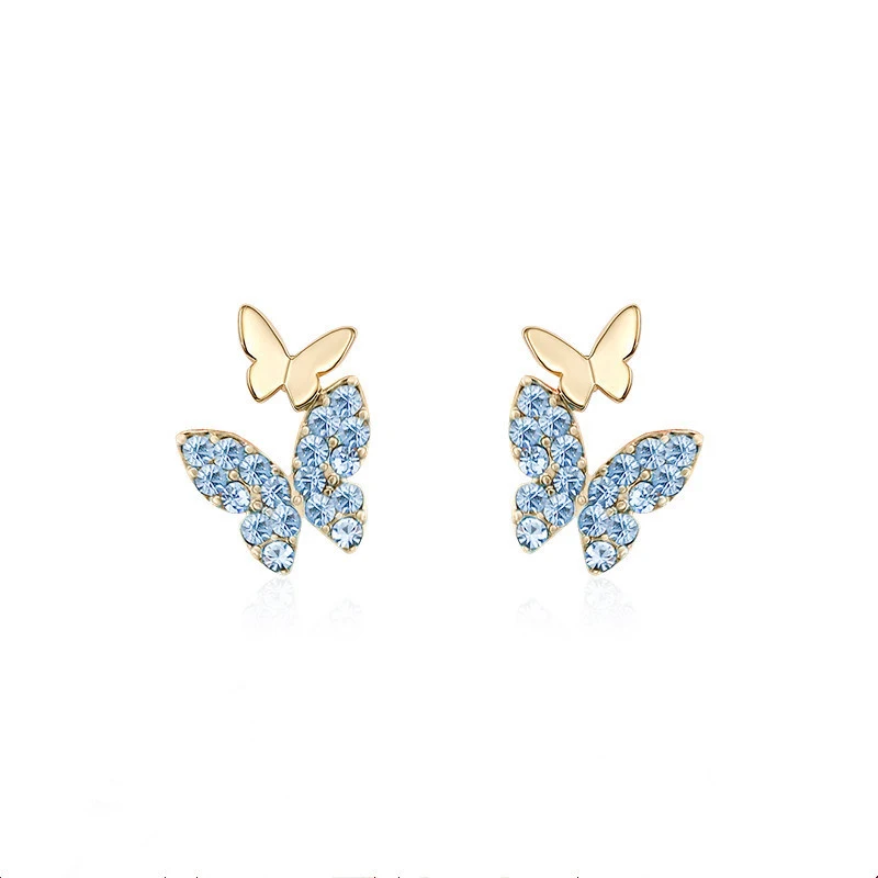 Huitan Aesthetic Pink/Purple/Green/Blue Butterfly Earrings Women Clever Accessories Wedding Dance Party Delicate Fashion Jewelry