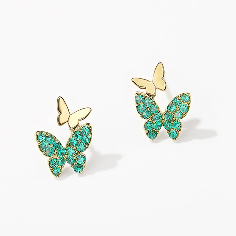 Huitan Aesthetic Pink/Purple/Green/Blue Butterfly Earrings Women Clever Accessories Wedding Dance Party Delicate Fashion Jewelry
