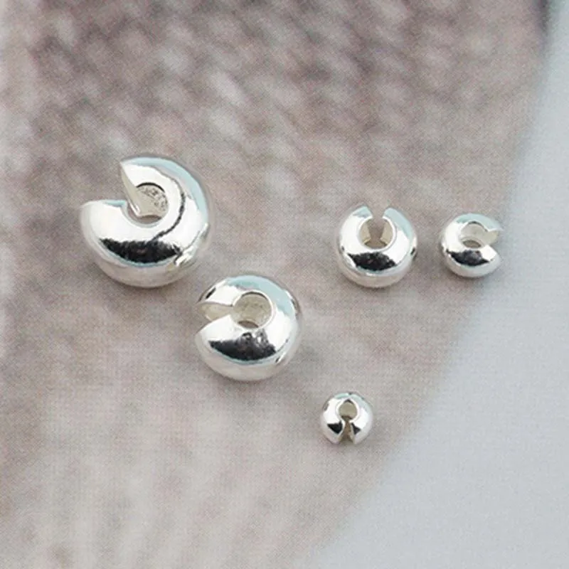 Real Pure Solid 925 Sterling Silver Wrap Bead Caps Half Round Moon Bead Caps Hoop Position Spacers Jewelry Making Findings