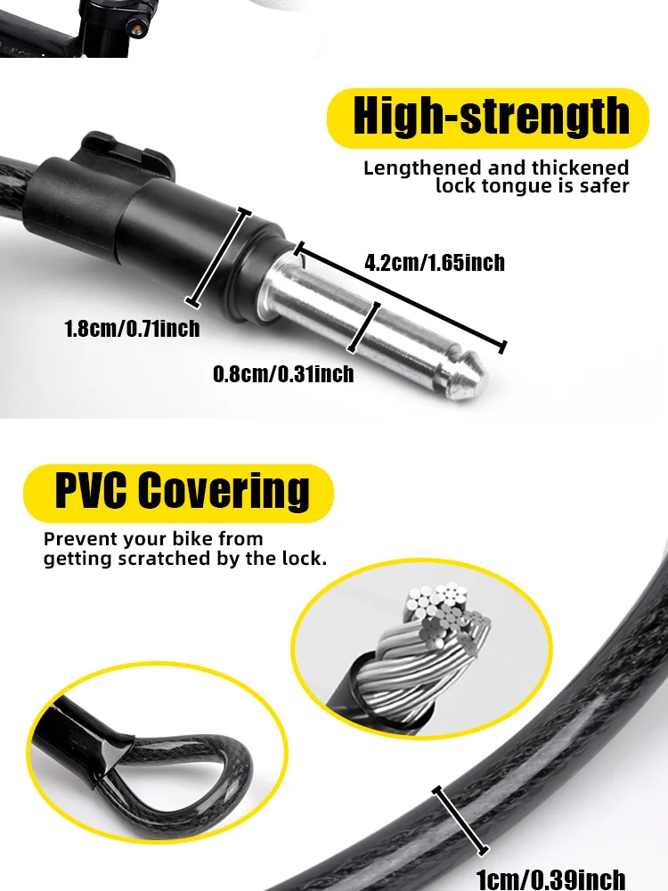 ETOOK Bike Horseshoe Lock Anti-Theft Bike Hardened Steel Pipe Lock Portable High Safety Road Mountain Durable Bicycle Lock