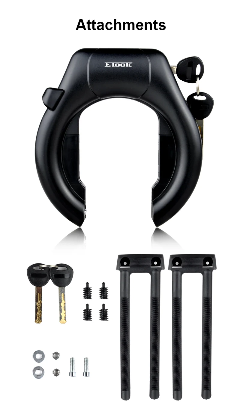 ETOOK Bike Horseshoe Lock Anti-Theft Bike Hardened Steel Pipe Lock Portable High Safety Road Mountain Durable Bicycle Lock