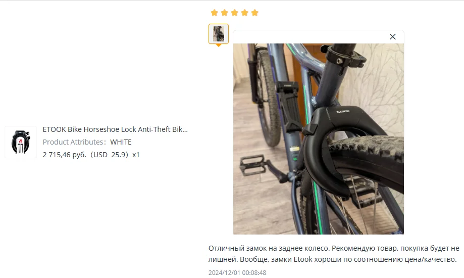 ETOOK Bike Horseshoe Lock Anti-Theft Bike Hardened Steel Pipe Lock Portable High Safety Road Mountain Durable Bicycle Lock
